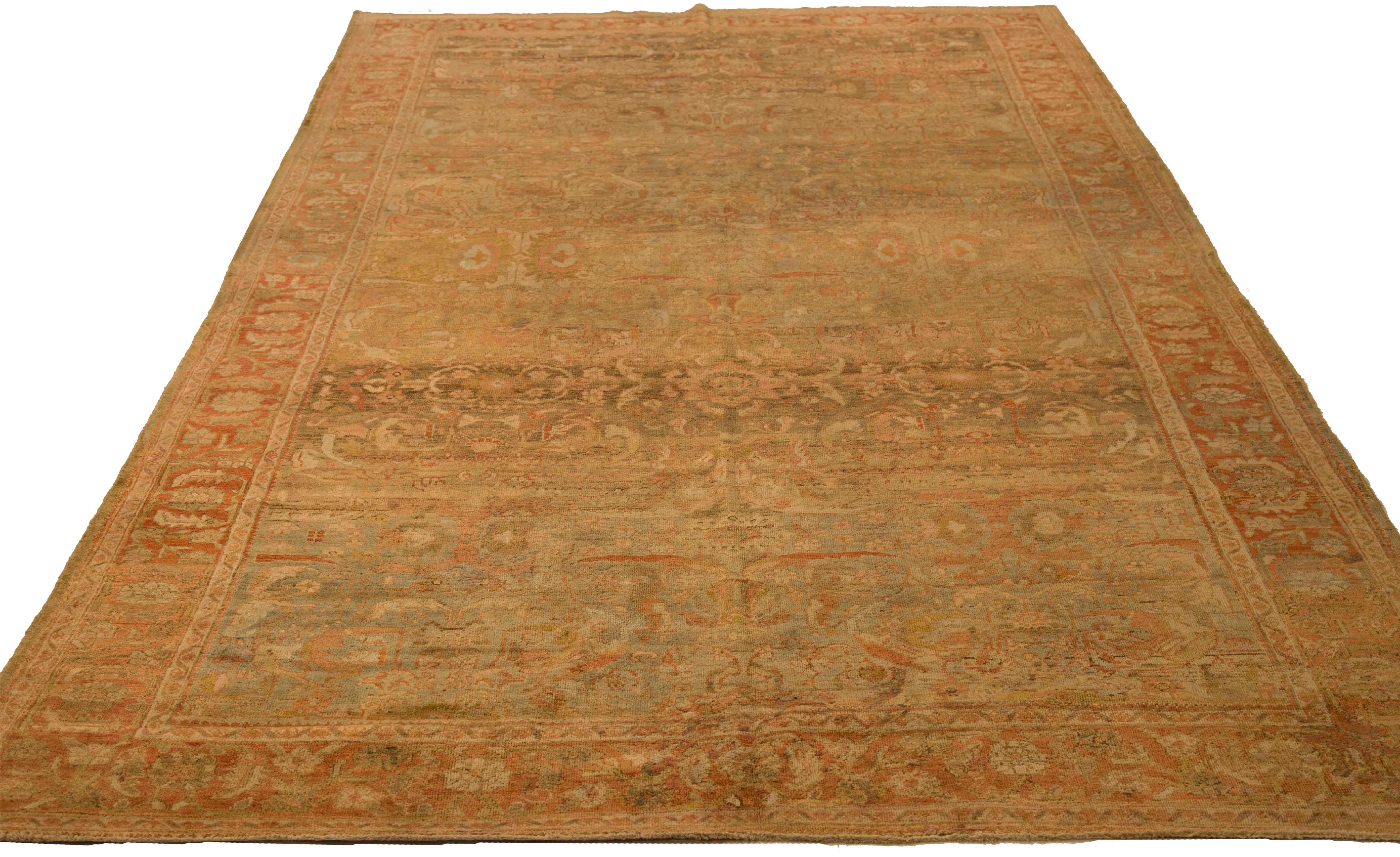 1930s Antique Persian Rug Malayer Design with Sultry Red and Brown Floral Motif In Excellent Condition For Sale In Dallas, TX