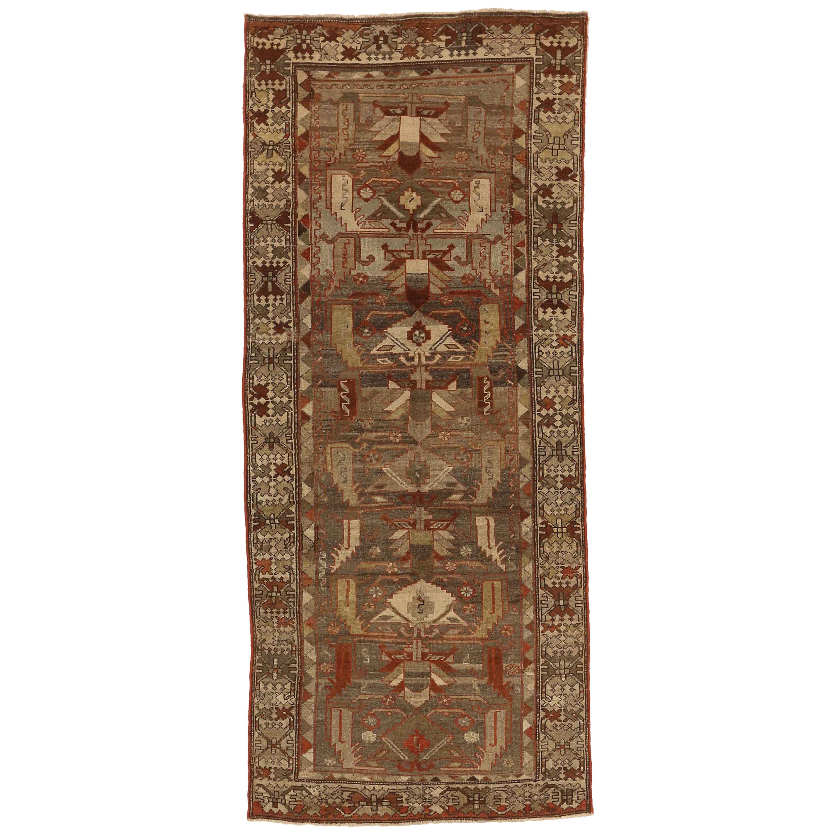 1930s Antique Persian Rug Zanjan Style With Rich Tribal and Geometric Designs For Sale