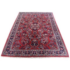 1930s Vintage Persian Sarouk 300 Kpsi Pure Wool Oriental Rug - 4'4" x 7'1"