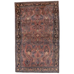 1930s Antique Persian Sarouk Rug with a Salmon Field, American Sarouk Style