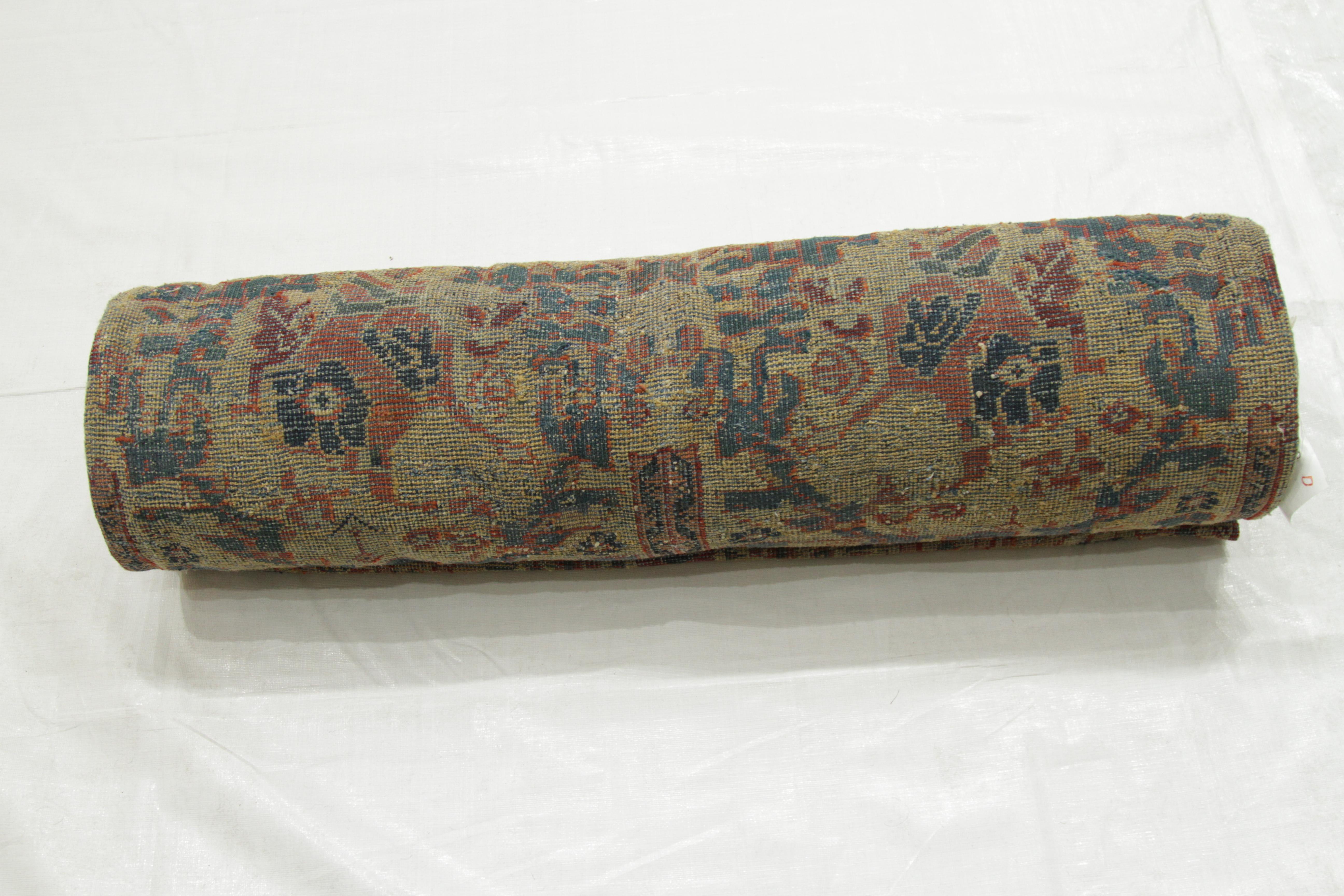 Hand-Knotted 1930s Antique Persian Sultanabad Rug with Flower Allover Design in Ivory and Red For Sale
