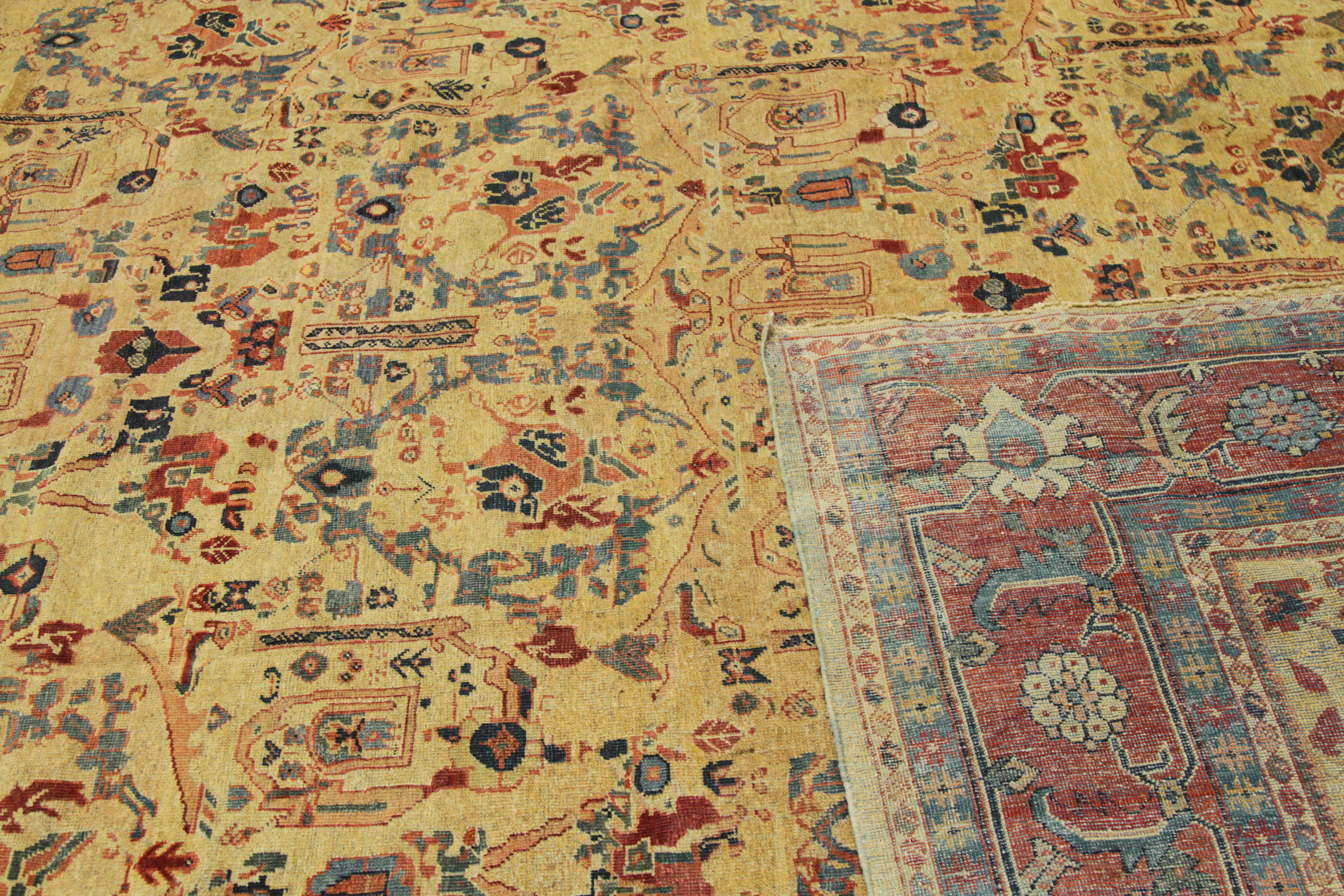 1930s Antique Persian Sultanabad Rug with Flower Allover Design in Ivory and Red For Sale 1