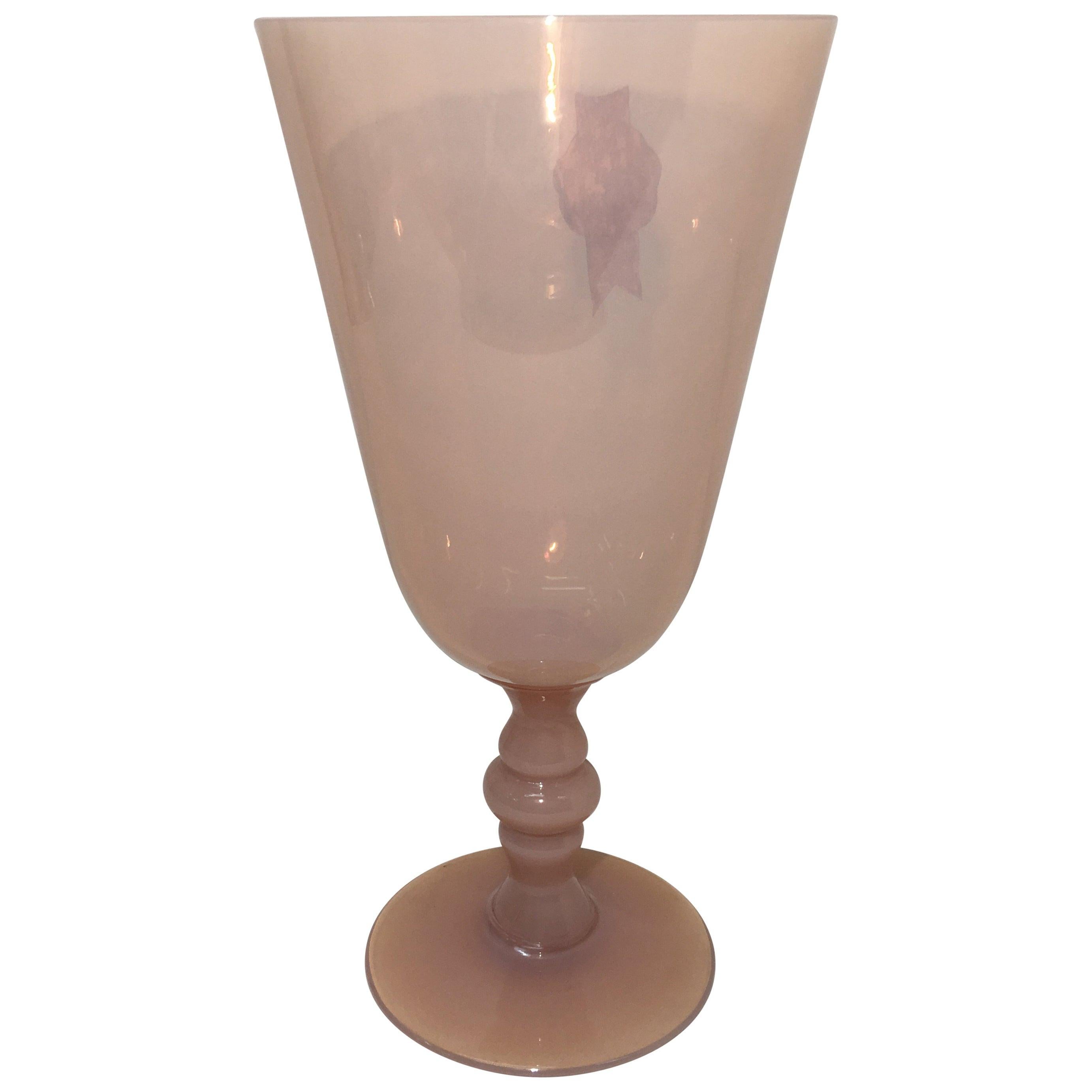 1930s Art Deco Pink Murano Glass Goblet by Vincenzo Nason & Cie