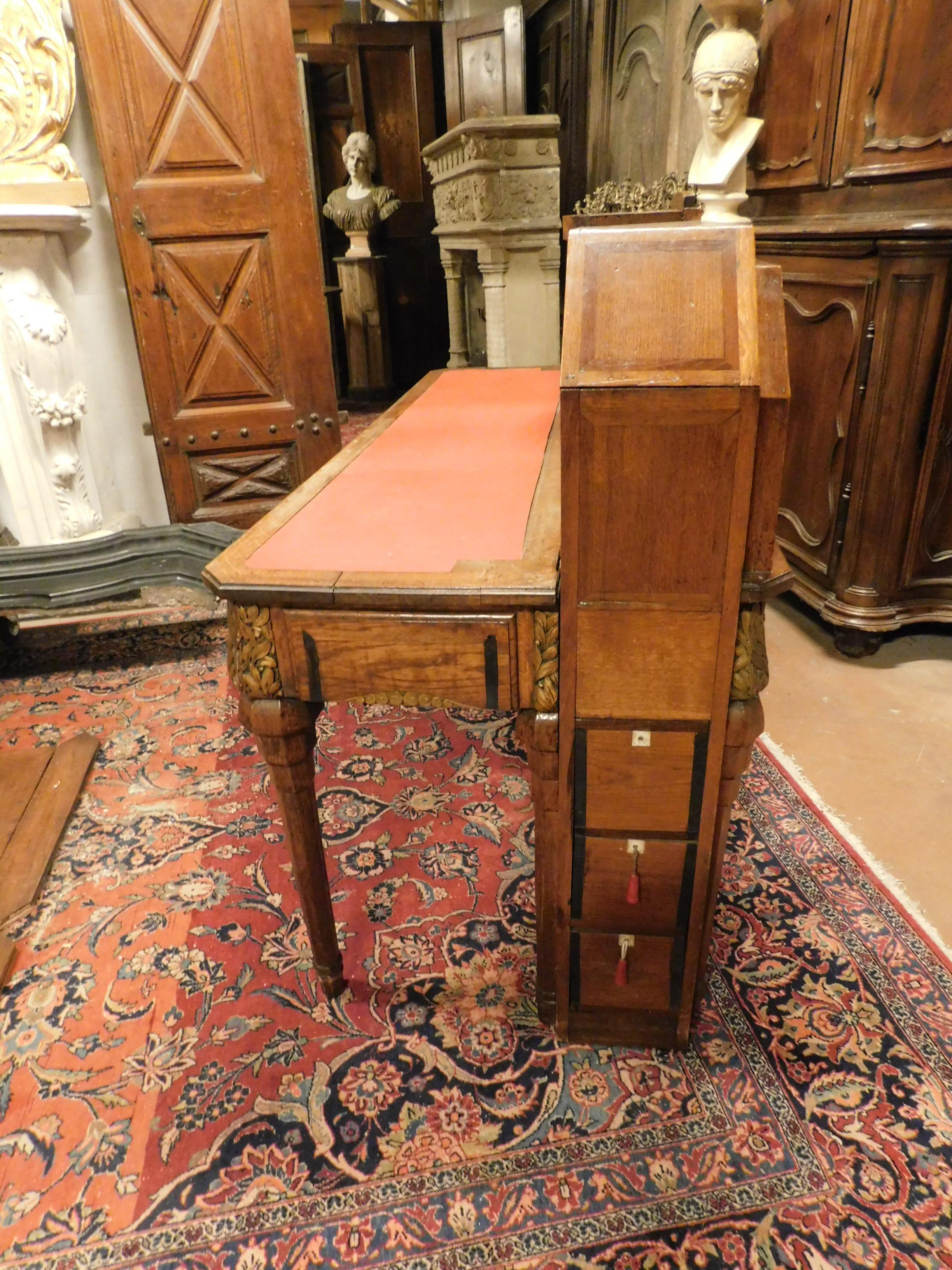 1930s, Antique Reception Desk, Table for Drawers, Very Capacious, Vintage In Good Condition In Cuneo, Italy (CN)