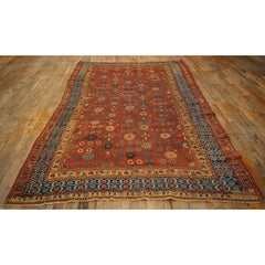 1930s Rust Red Vintage Chinese Khotan Rug 6'2" x 11'6" Allover Rosettes