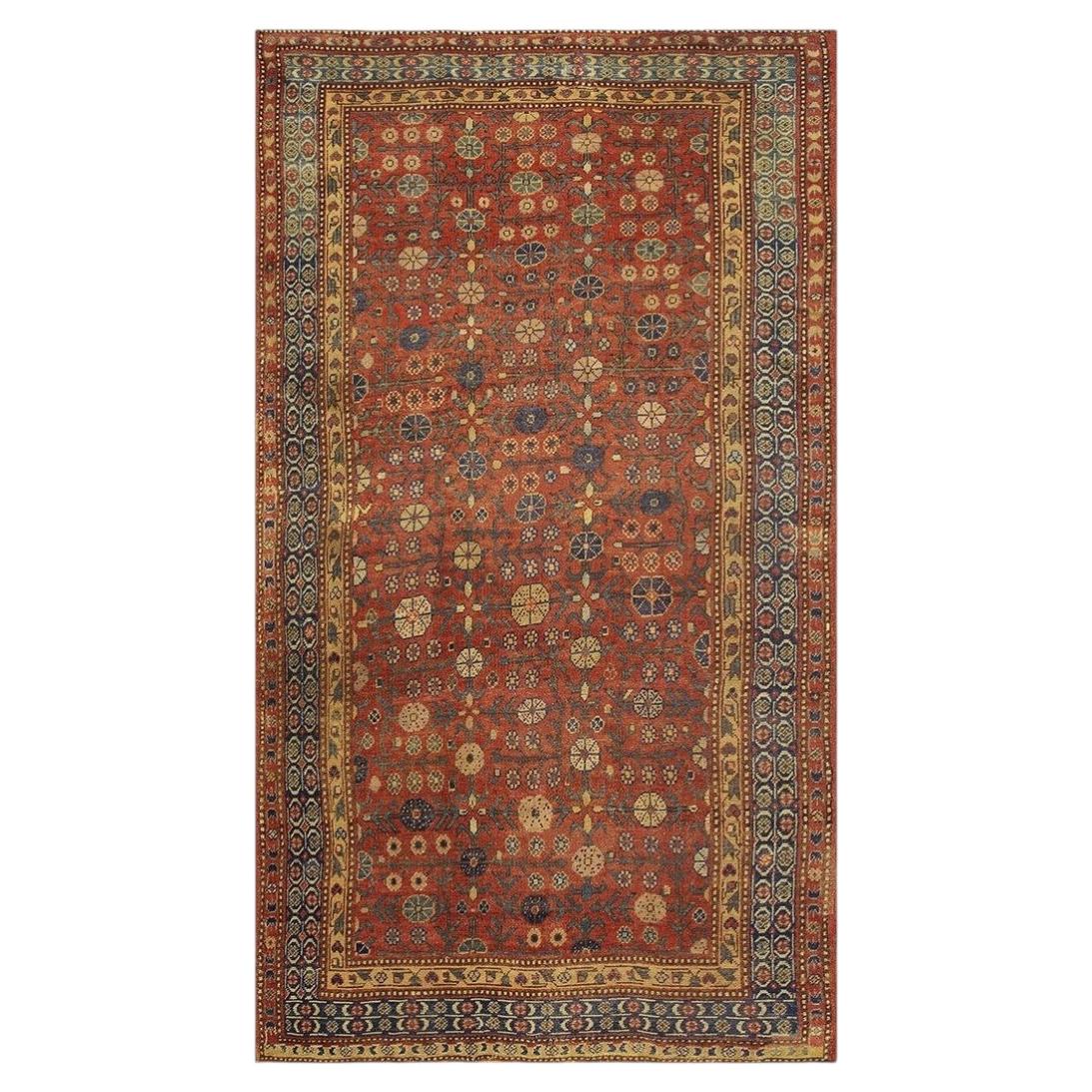 1930s Antique Red Ground Asian Design Chinese Khotan Handknotted Pile Wool Rug