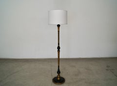 1930's Antique Spanish Hollywood Regency Solid Wood & Gold Leaf Floor Lamp