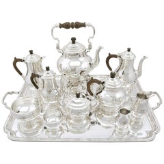 1930s Antique Sterling Silver Ten Piece Tea and Coffee Service