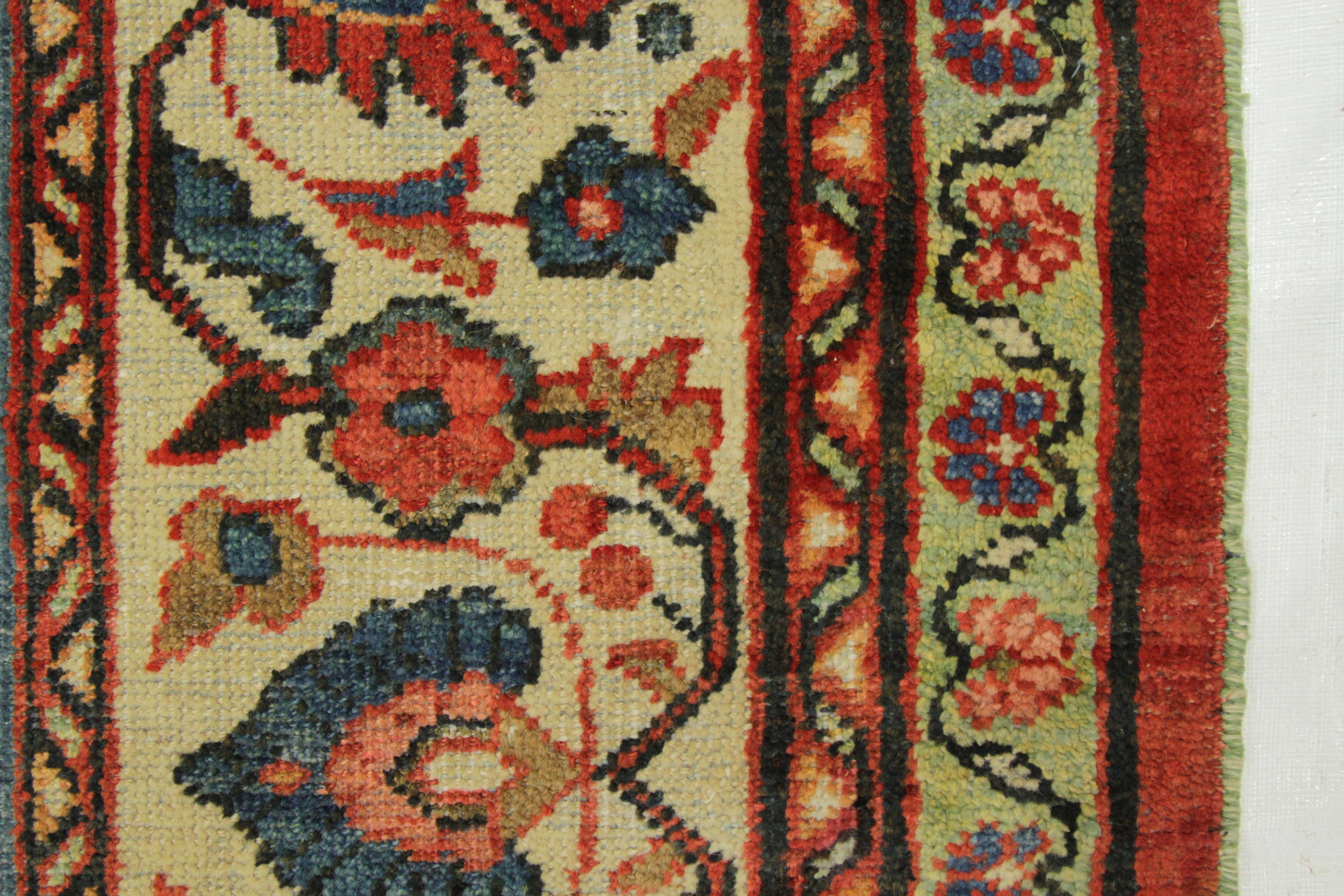 Wool 1930s Antique Sultanabad Persian Rug with Oval Floral Patterns in Ivory and Red For Sale