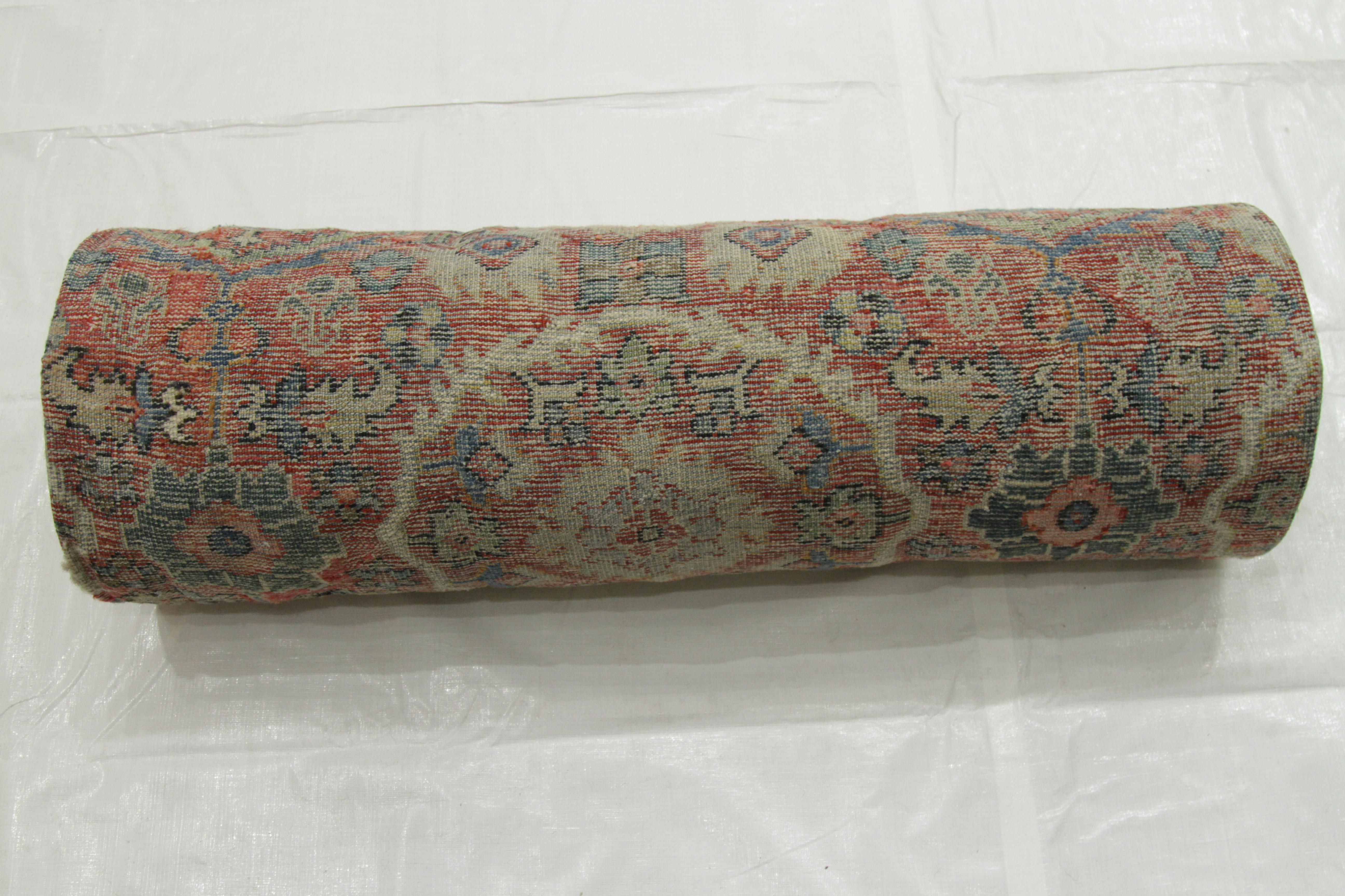 1930s Antique Sultanabad Persian Rug with Oval Floral Patterns in Ivory and Red For Sale 1