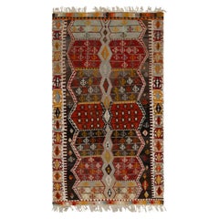 1930s Antique Turkish Kilim in Red and Brown with Gold and Grey by Rug & Kilim