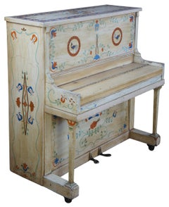 1930s Antique Wurlitzer Hand Painted Folk Art Spinet Upright Piano