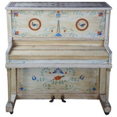 1930s Antique Wurlitzer Hand Painted Folk Art Spinet Upright Piano