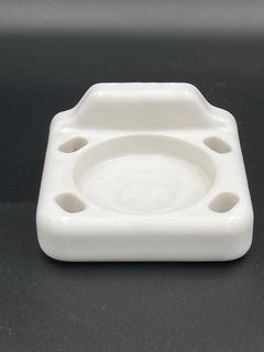 1930's Architectural Art Deco White Porcelain Wall-Mount Toothbrush & Cup Holder
