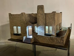 Modelo arquitectónico de los años 30, "Casa de muñecas", Casa modernista de adobe, Iluminación interior