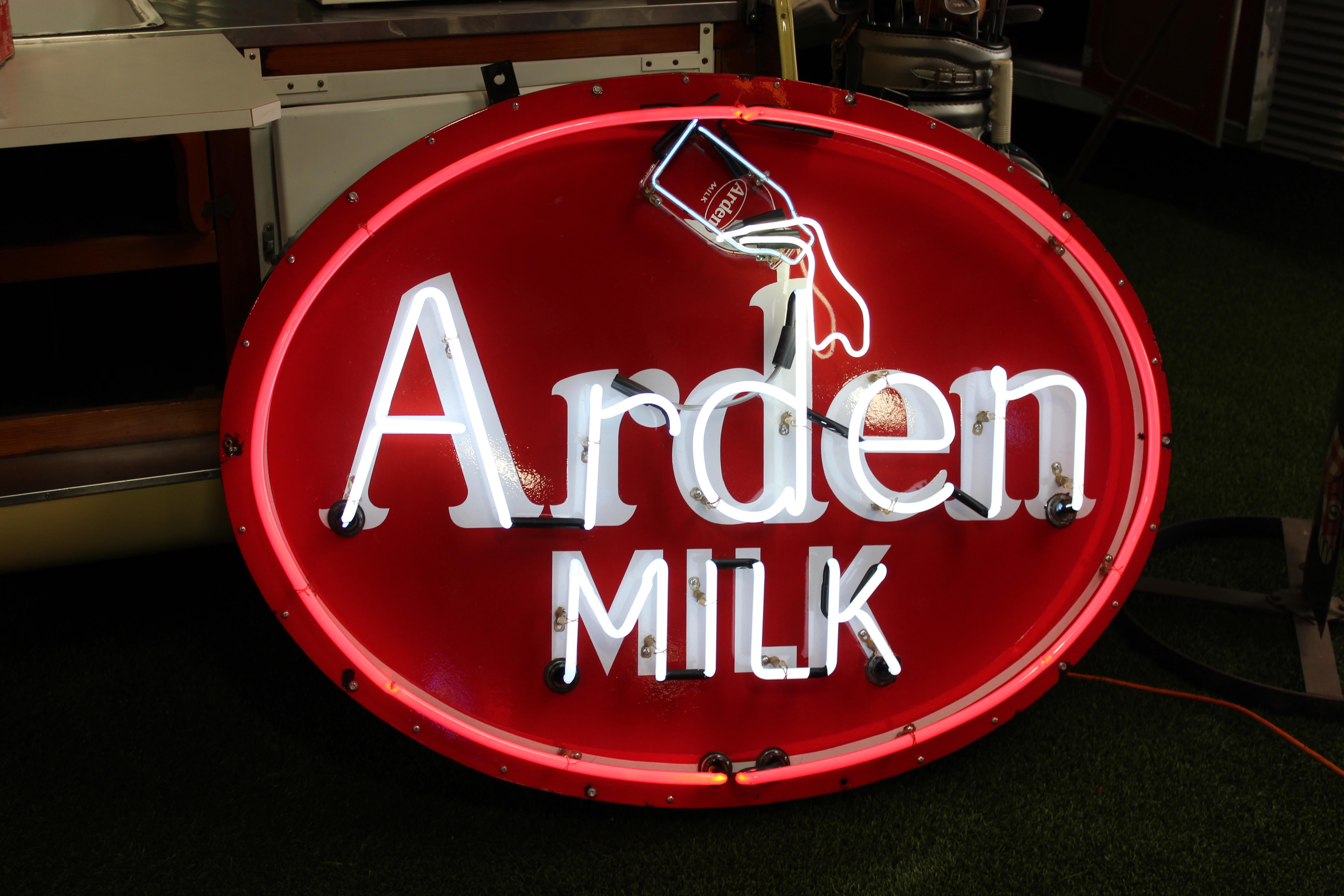 1930s Arden Milk Neon Advertising Sign For Sale 3