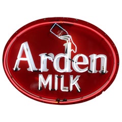 Vintage 1930s Arden Milk Neon Advertising Sign