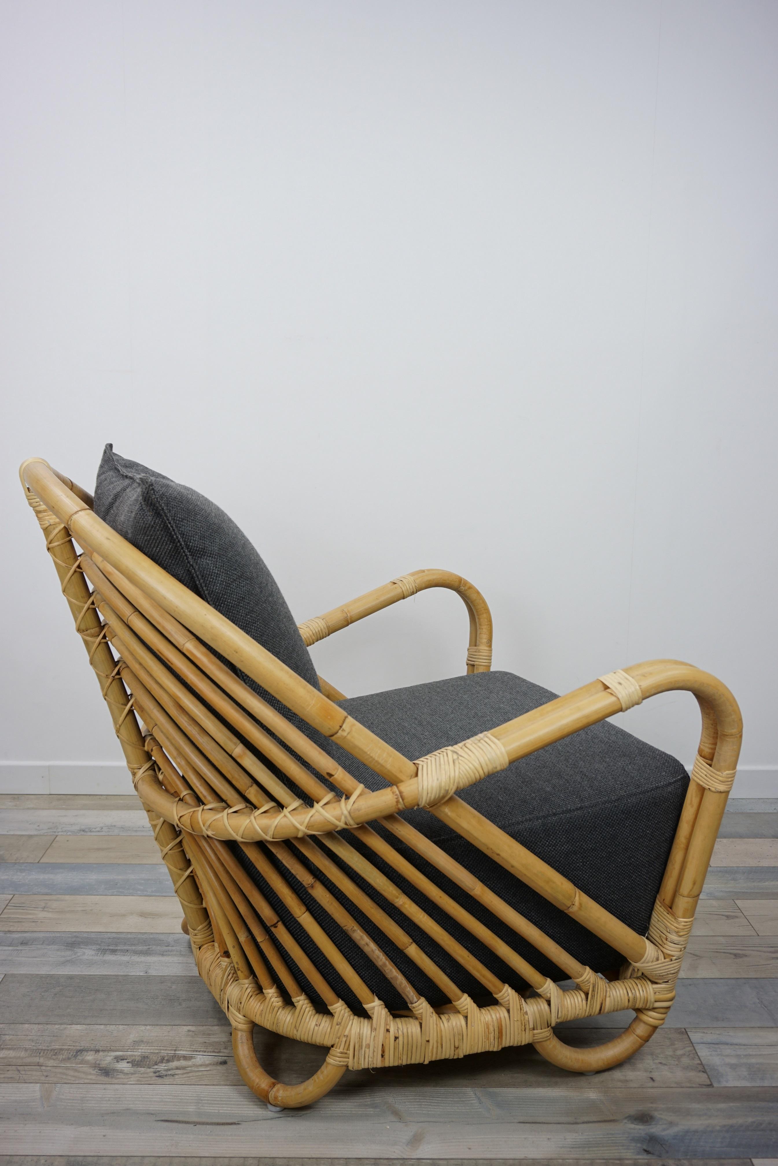 1930s Arne Jacobsen Design Rattan Lounge Armchair For Sale 1