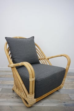 1930s Arne Jacobsen Design Rattan Lounge Armchair