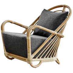 1930s Arne Jacobsen Design Rattan Lounge Armchair