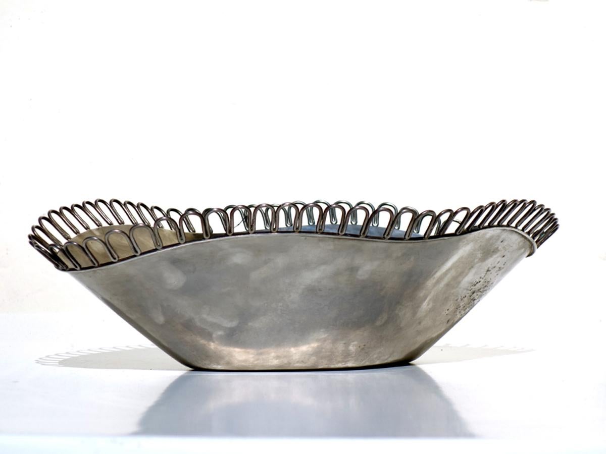 Arrigo Finzi Metargent Silber-Metallschale im italienischen Design, 1930er Jahre (Art déco) im Angebot