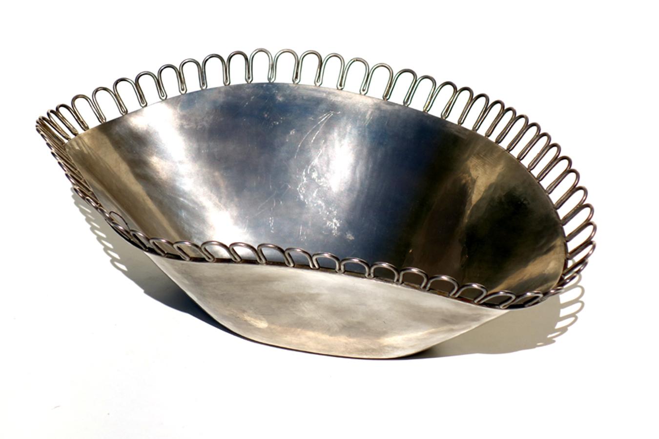 1930s Arrigo Finzi Metargent Italian Design Silver Metal Bowl In Excellent Condition For Sale In Brescia, IT