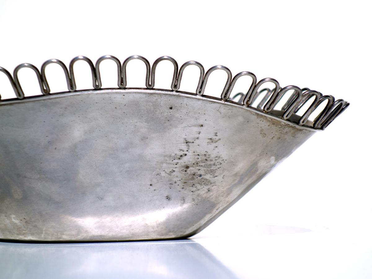 Mid-20th Century 1930s Arrigo Finzi Metargent Italian Design Silver Metal Bowl For Sale