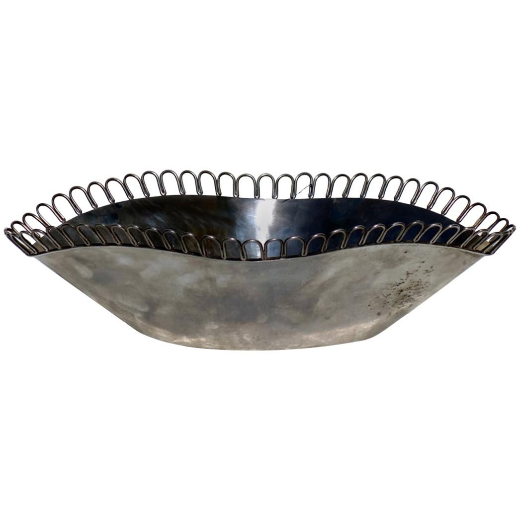 1930s Arrigo Finzi Metargent Italian Design Silver Metal Bowl