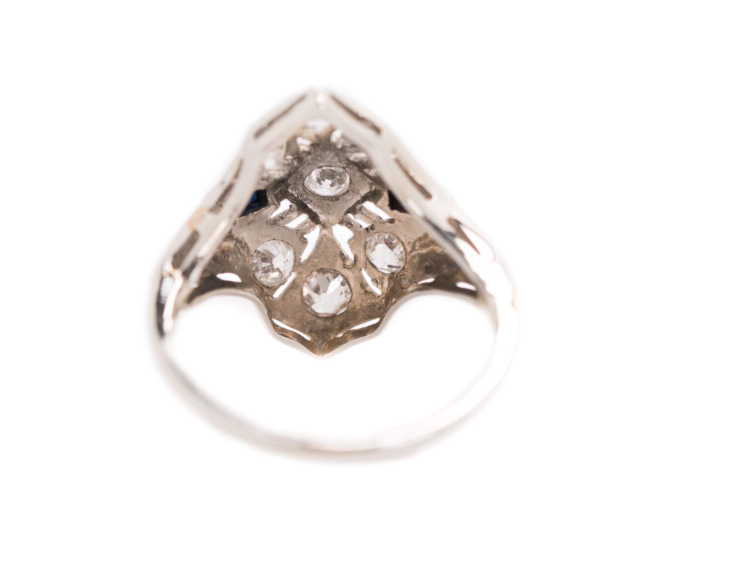 1930s Art Deco 0.25 Carat Diamond and Sapphire Platinum Engagement Ring In Good Condition In Atlanta, GA