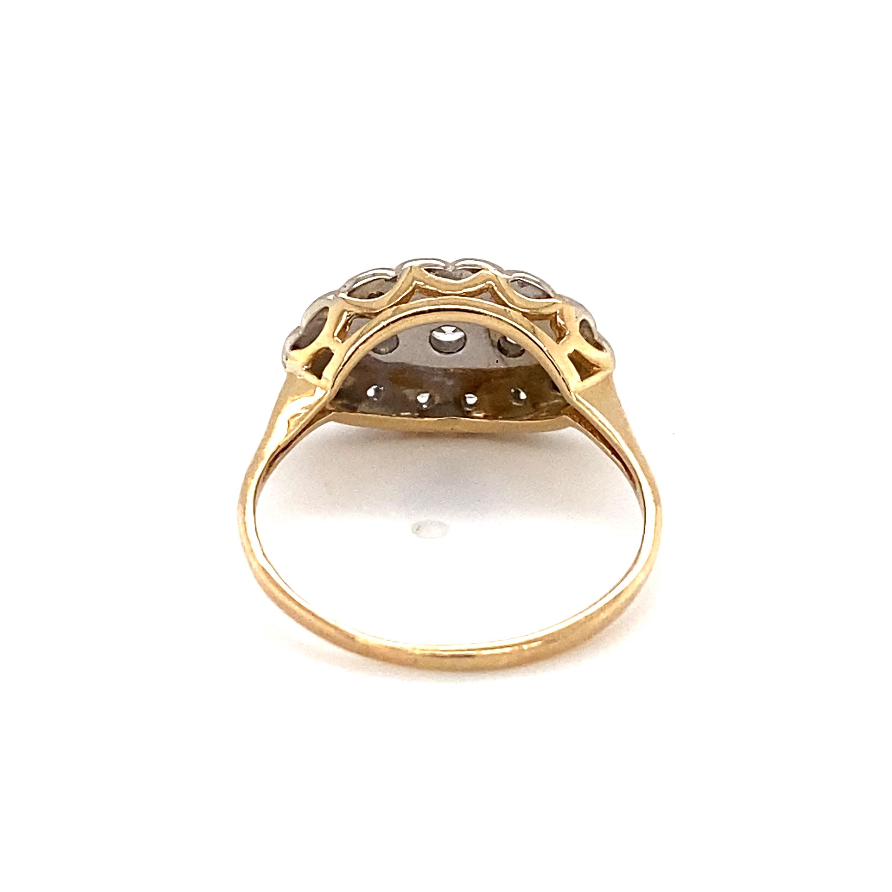 Single Cut 1930s Art Deco 0.25 Carat Diamond Ring in 14 Karat White and Yellow Gold For Sale