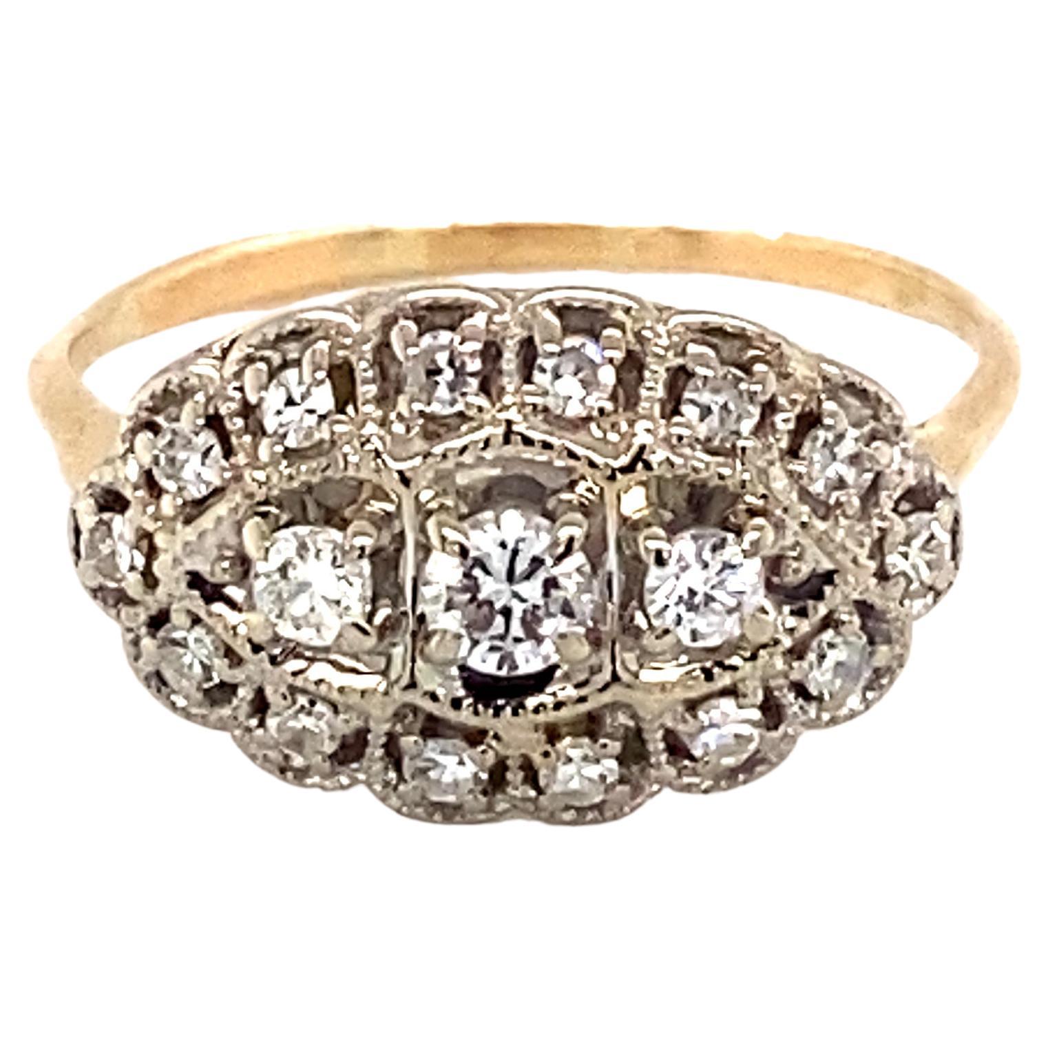 1930s Art Deco 0.25 Carat Diamond Ring in 14 Karat White and Yellow Gold For Sale