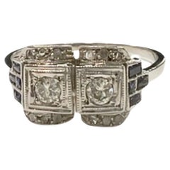 1930s Art Deco 0.30 carat Diamond & 0.50 carat Sapphires Fashion Ring