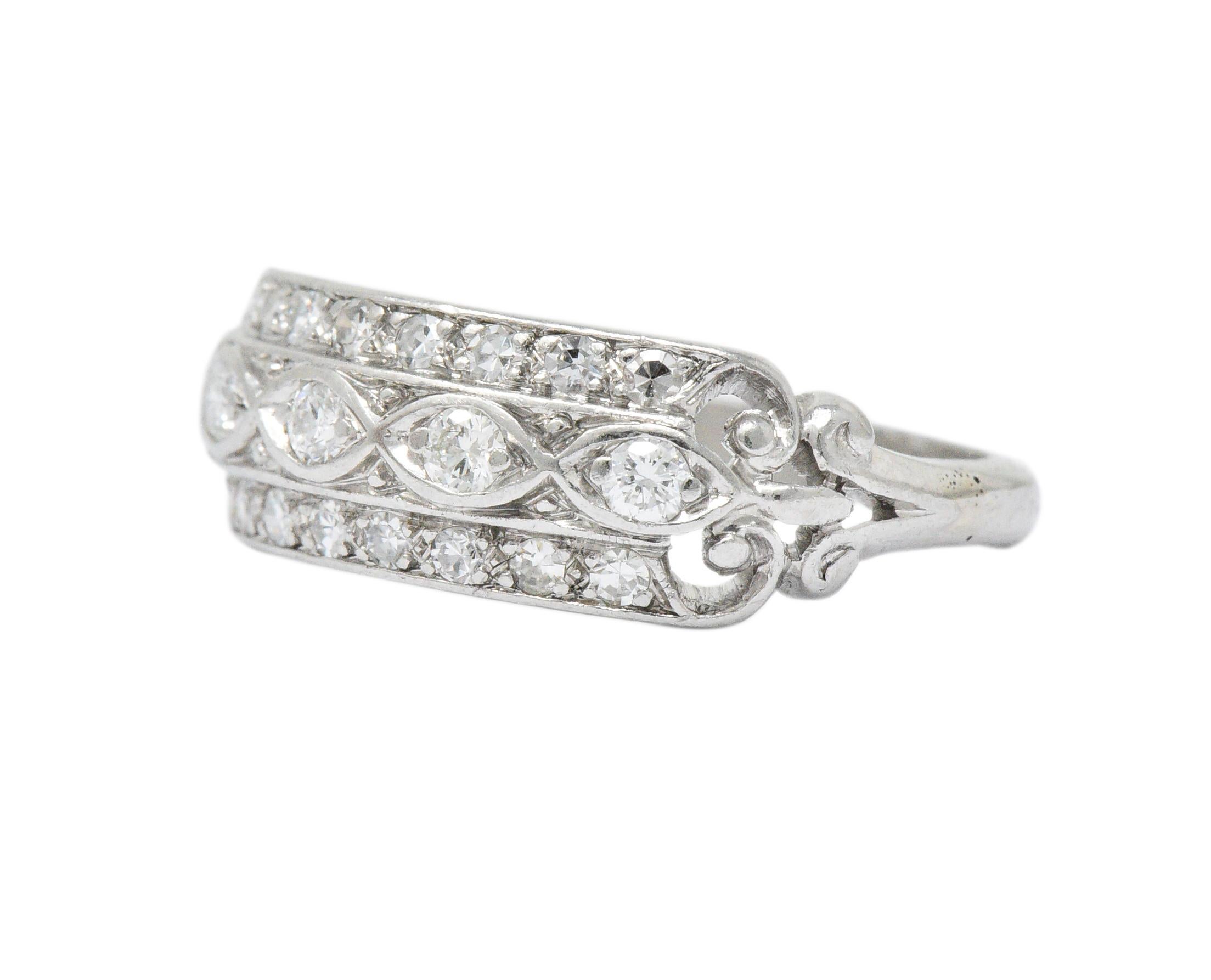 Round Cut 1930s Art Deco 0.45 Carat Diamond Platinum Ring
