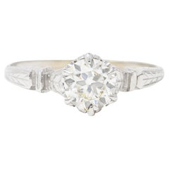 1930's Art Deco 0.56 Carat Old European Diamond 14 Karat Engagement Ring