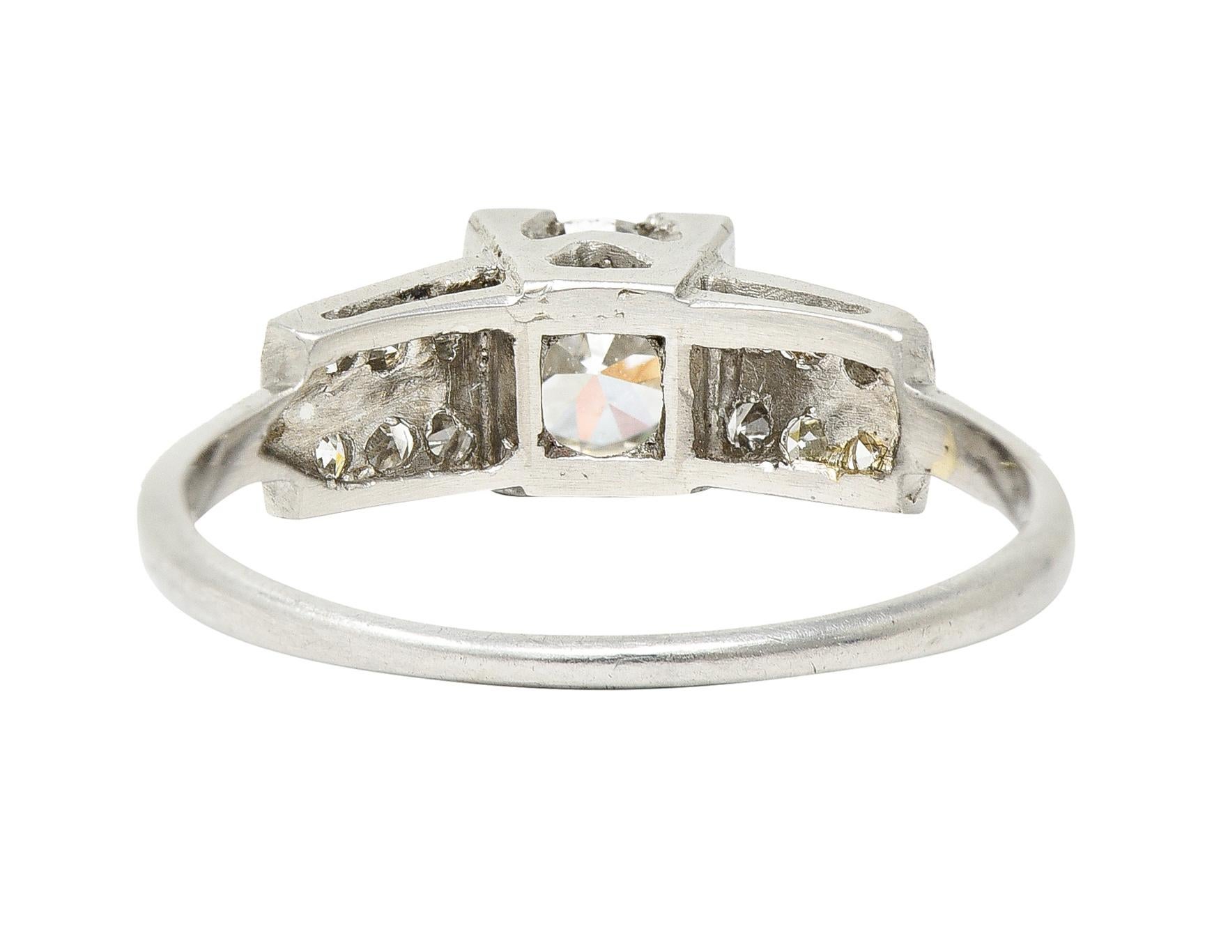 Old European Cut 1930's Art Deco 0.65 Carat Old European Diamond Platinum Engagement Ring For Sale