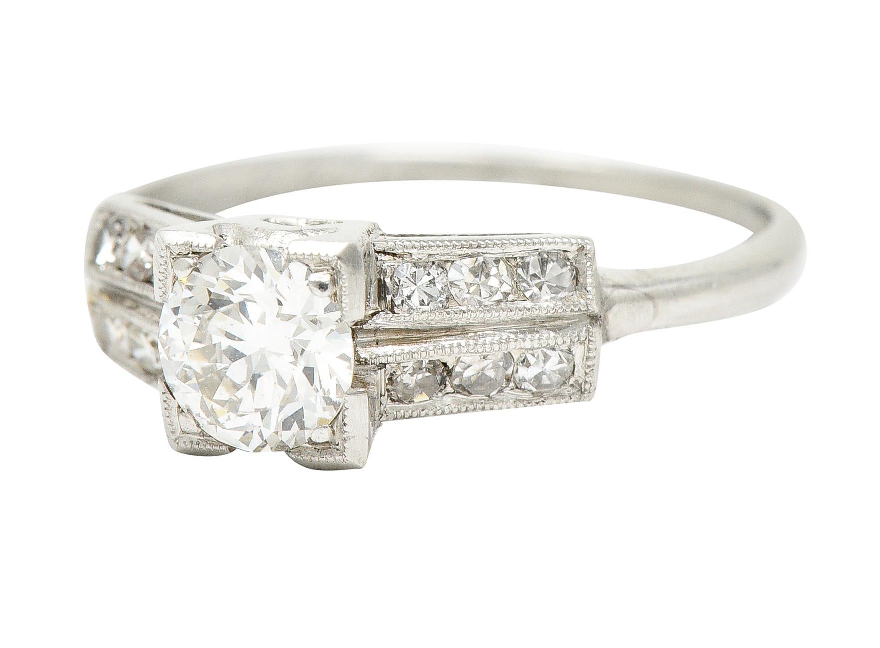 1930er Jahre Art Deco 0,65 Karat alter europäischer Diamant Platin Verlobungsring für Damen oder Herren im Angebot