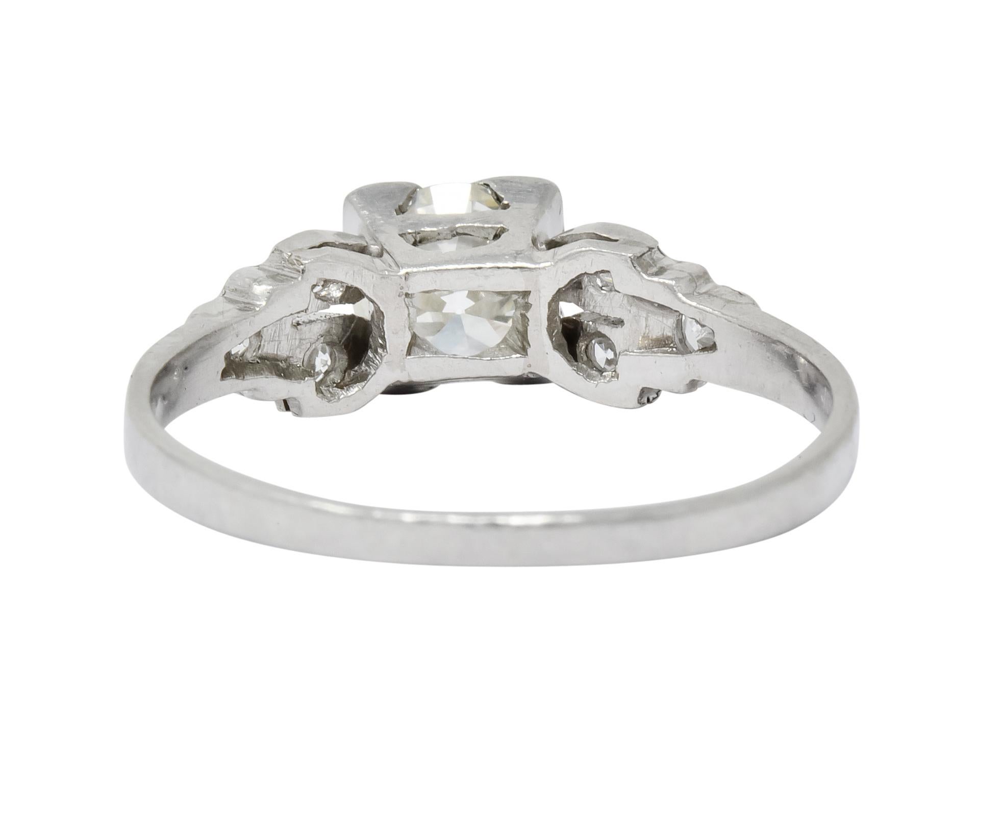 Women's or Men's 1930s Art Deco 0.73 Carat Diamond Platinum Engagement Ring