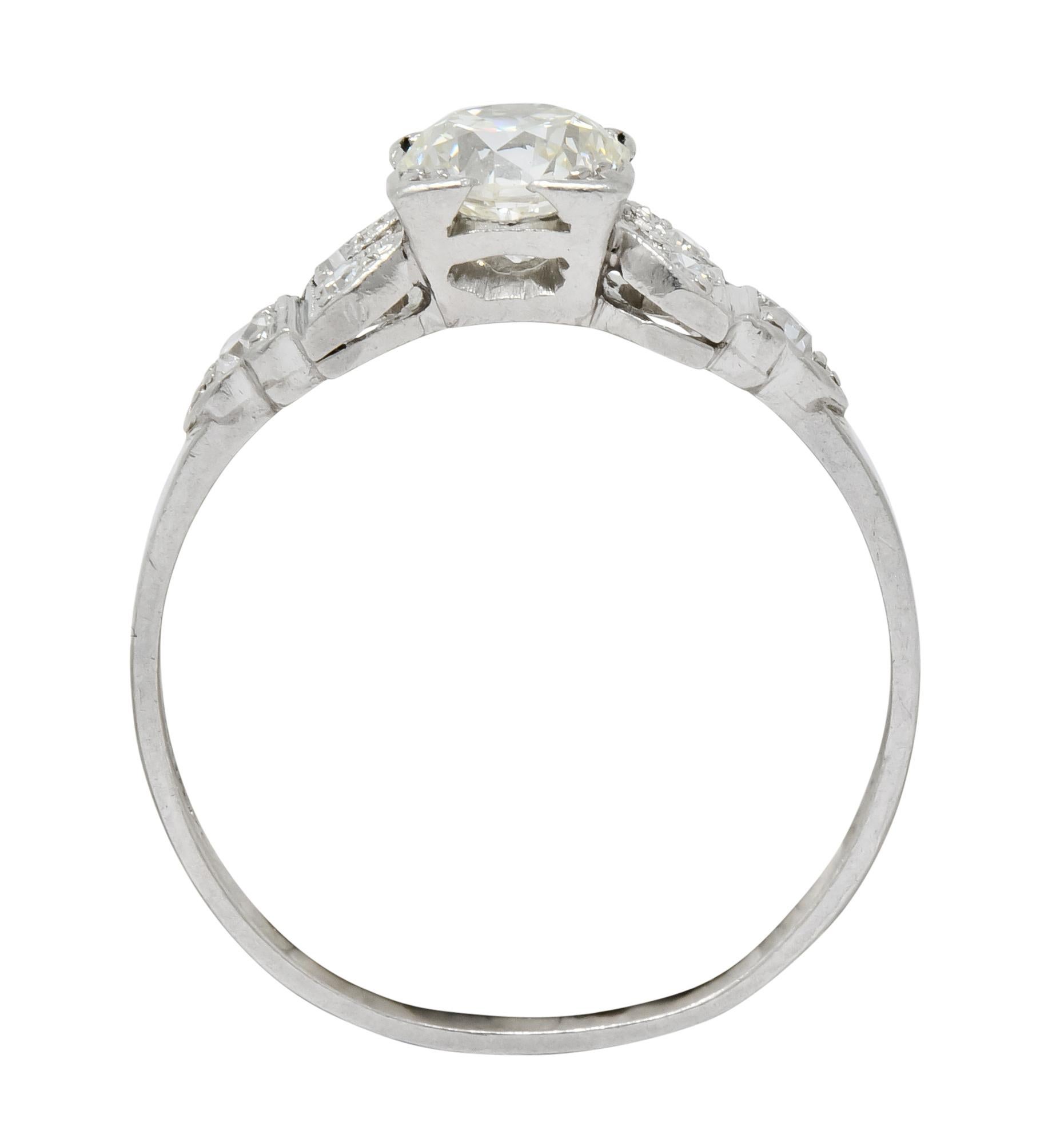 1930s Art Deco 0.73 Carat Diamond Platinum Engagement Ring 3