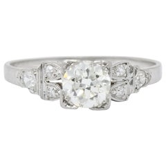 1930s Art Deco 0.73 Carat Diamond Platinum Engagement Ring