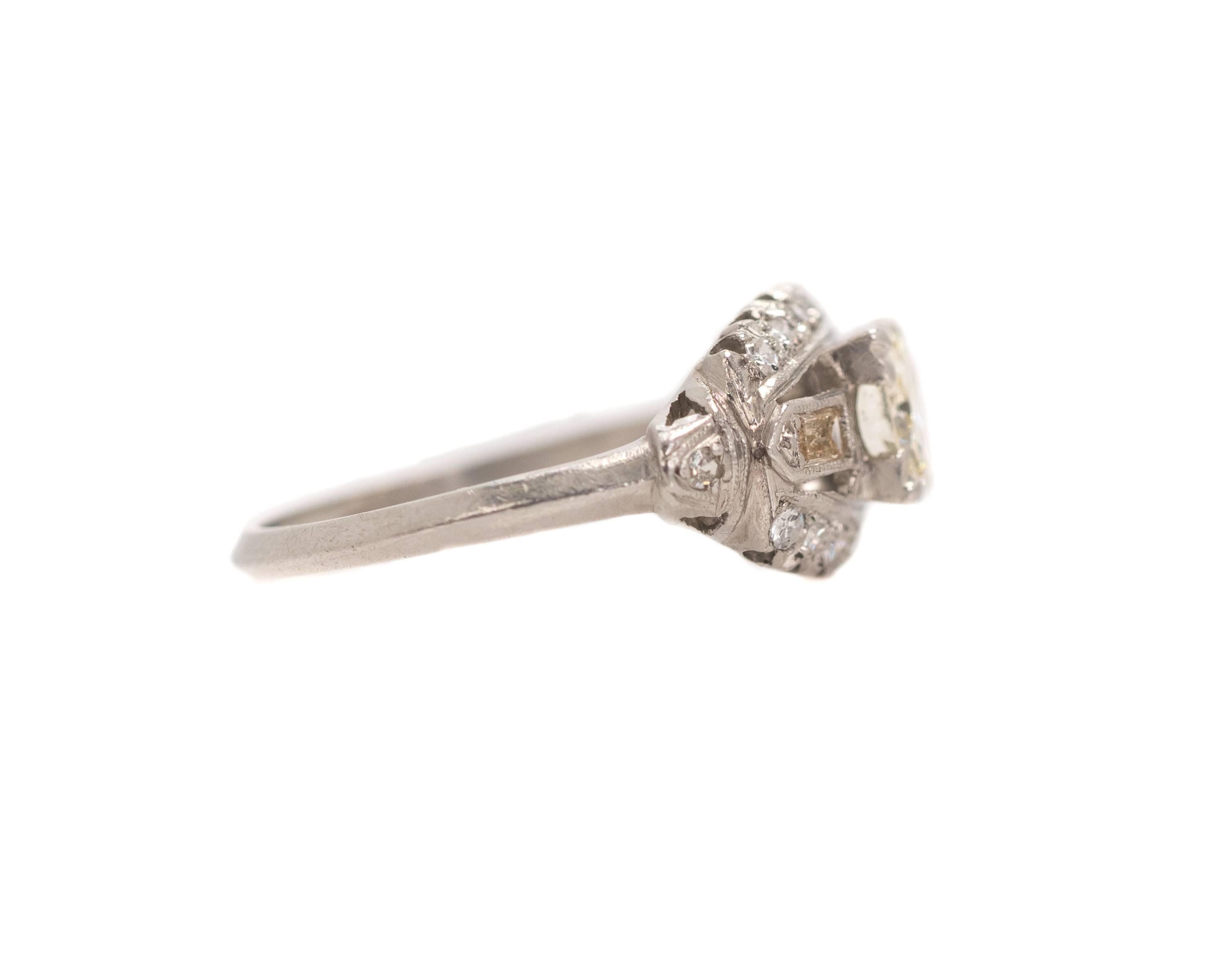 Old European Cut 1930s Art Deco 0.80 Carat Old European Diamond Platinum Engagement Ring