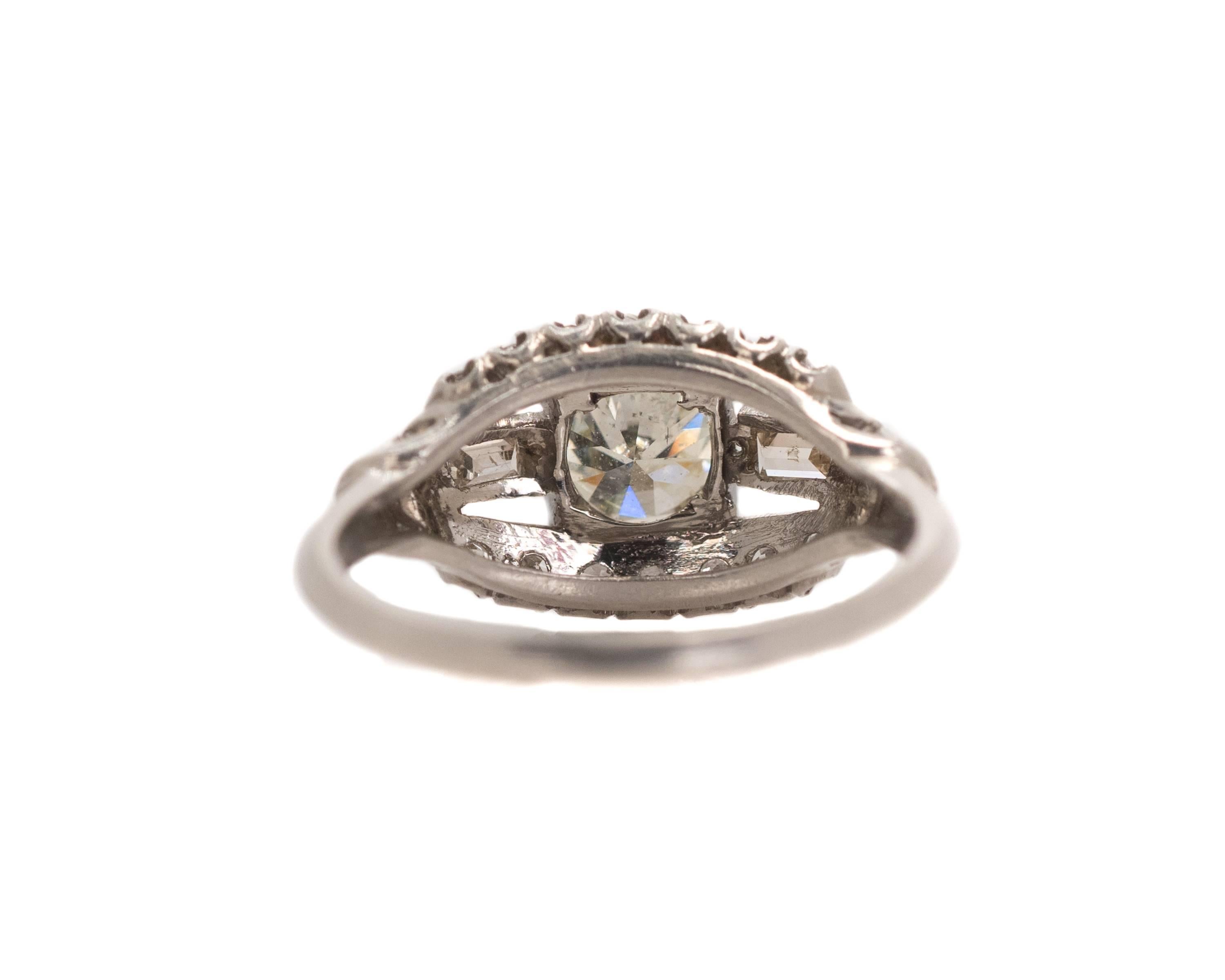 1930s Art Deco 0.80 Carat Old European Diamond Platinum Engagement Ring In Good Condition In Atlanta, GA