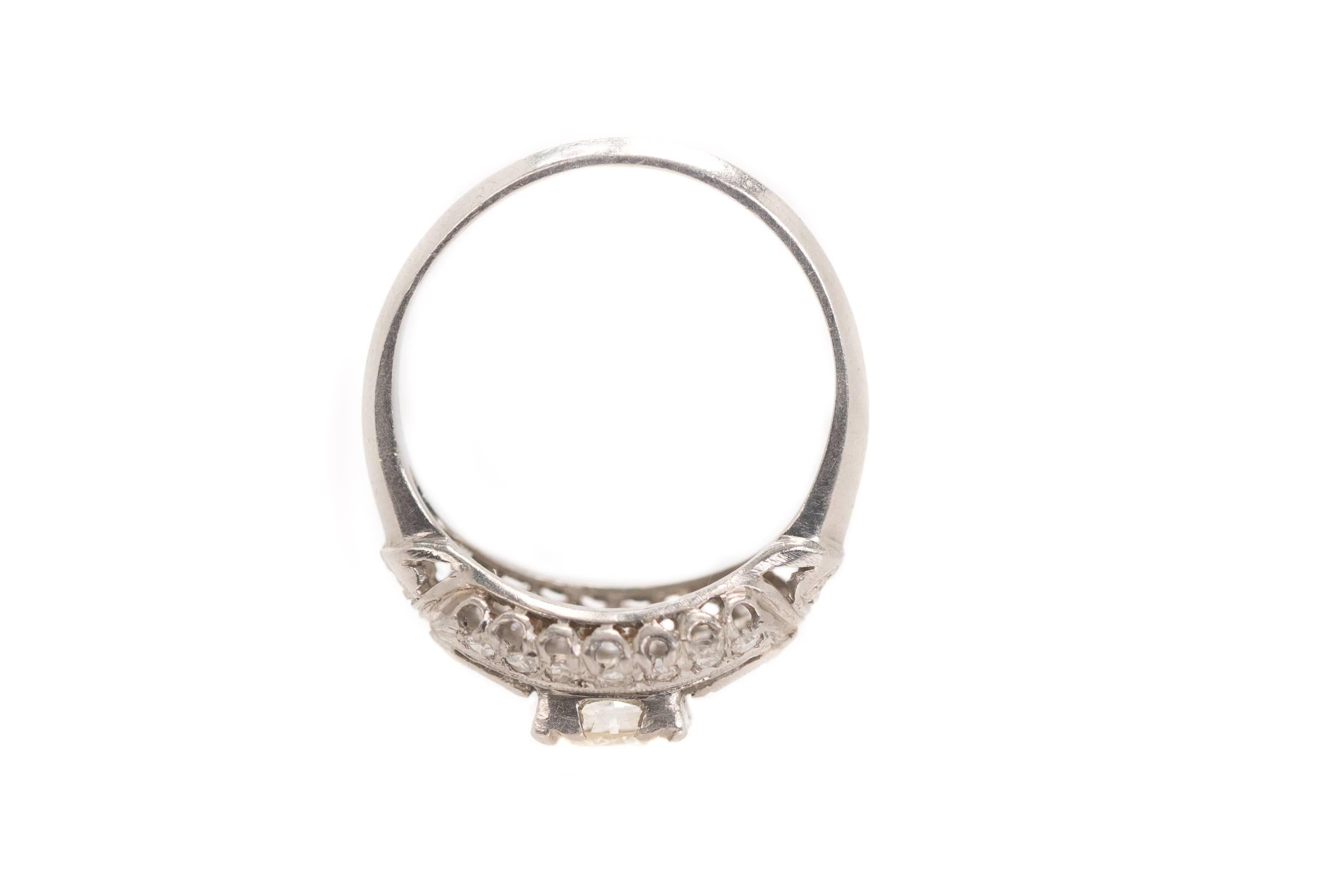 1930s Art Deco 0.80 Carat Old European Diamond Platinum Engagement Ring 2