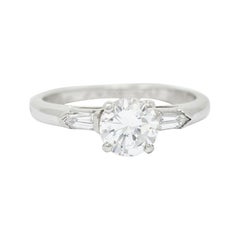1930's Art Deco 0.91 Carat Diamond Platinum Engagement Ring GIA