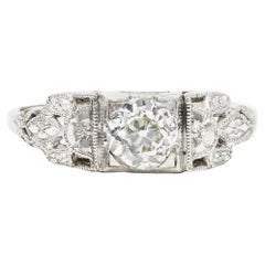 1930
s Art Deco 0.95 Carat Old European Diamond Platinum Engagement Ring