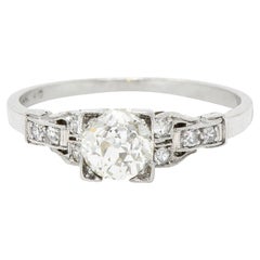 1930's Art Deco 1.00 Carat Diamond Platinum Buckle Engagement Ring