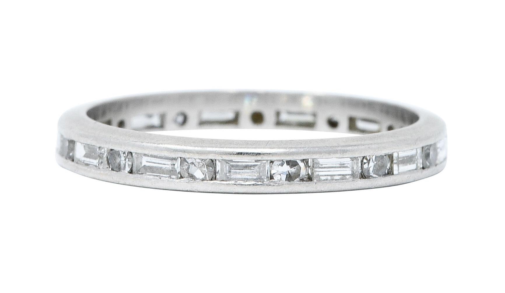 Single Cut 1930's Art Deco 1.00 Carat Diamond Platinum Eternity Band Ring