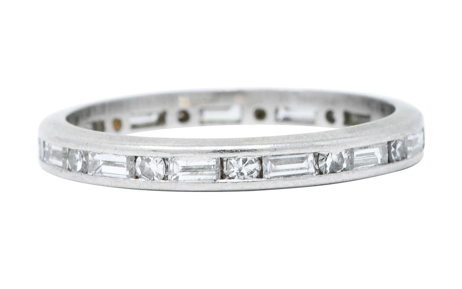 1930's Art Deco 1.00 Carat Diamond Platinum Eternity Band Ring In Excellent Condition In Philadelphia, PA