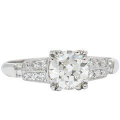1930's Art Deco 1.17 CTW Diamond Platinum Alternative Engagement Ring GIA
