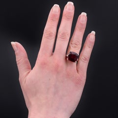 1930s Art Deco 11.70 Carats Cushion Tourmaline Diamonds 18 Karat Rose Gold Ring