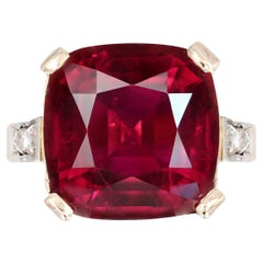 1930s Art Deco 11.70 Carats Cushion Tourmaline Diamonds 18 Karat Rose Gold Ring